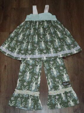 Girls Matilda Jane Platinum Peter Rabbit Lulu Top Bunny Loving Big Ruffles Set 6
